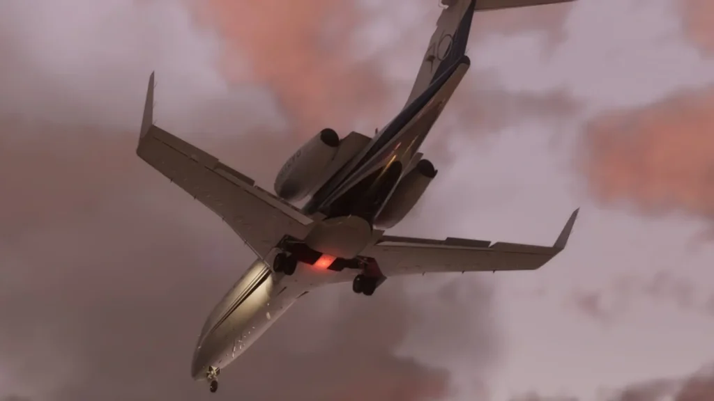 TCAS, DME, and comm antennas on the GTA 6 Shamal belly, all placed correctly against the real Learjet 45 XR layout
